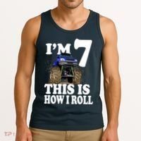 I'm 7 This Is How I Roll Monster Truck Tank Top thumb 3