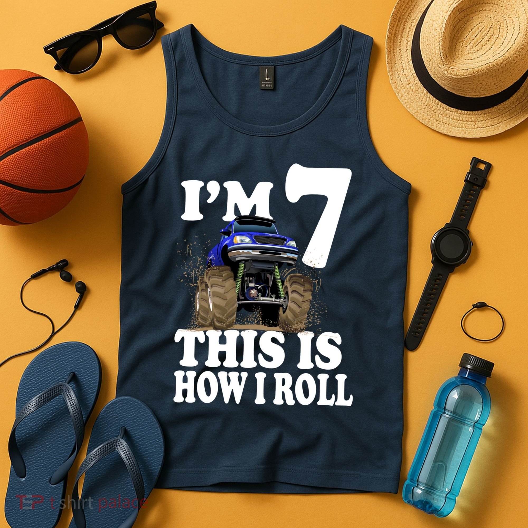 I'm 7 This Is How I Roll Monster Truck Tank Top