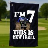 I'm 7 This Is How I Roll Monster Truck Golf Towel thumb 1