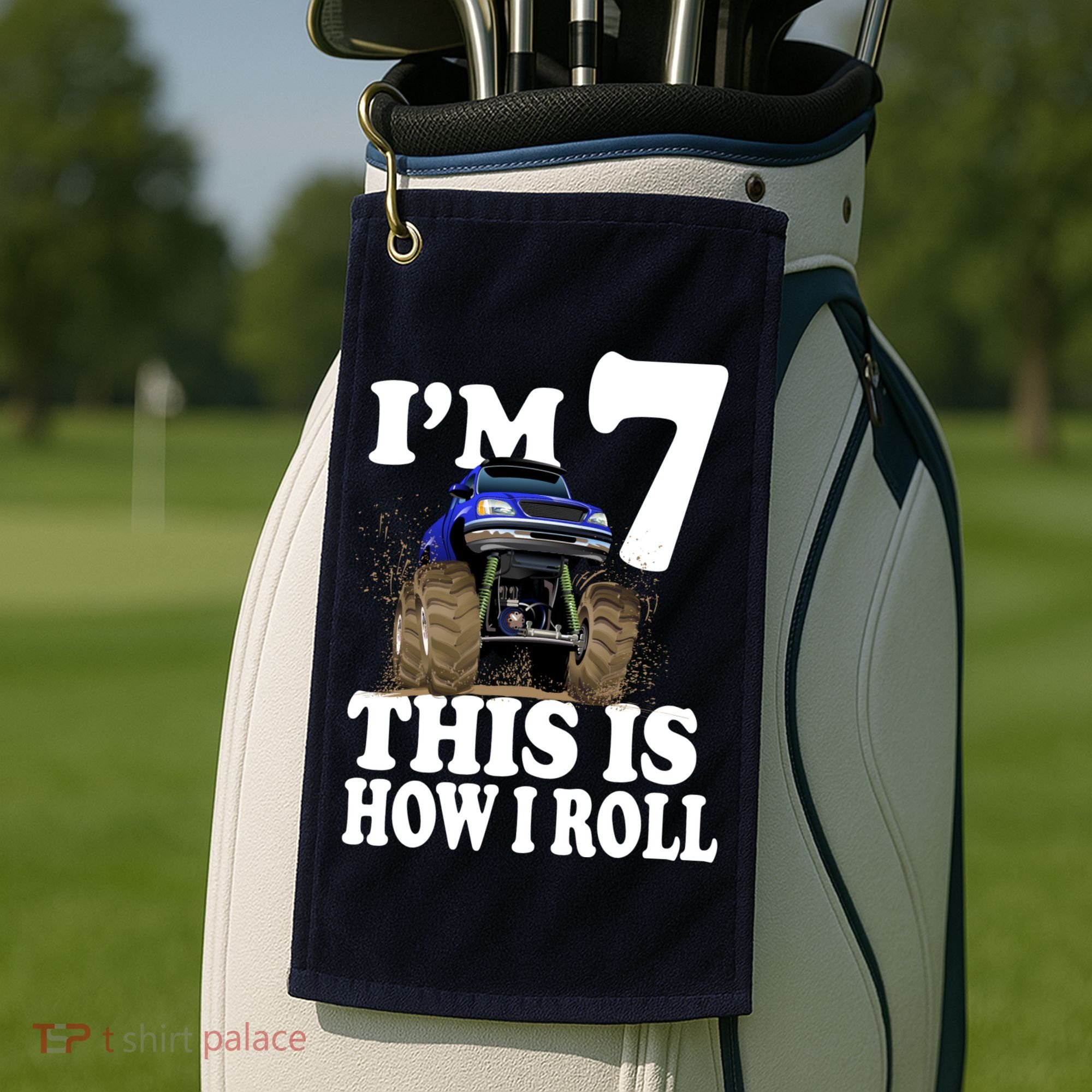I'm 7 This Is How I Roll Monster Truck Golf Towel