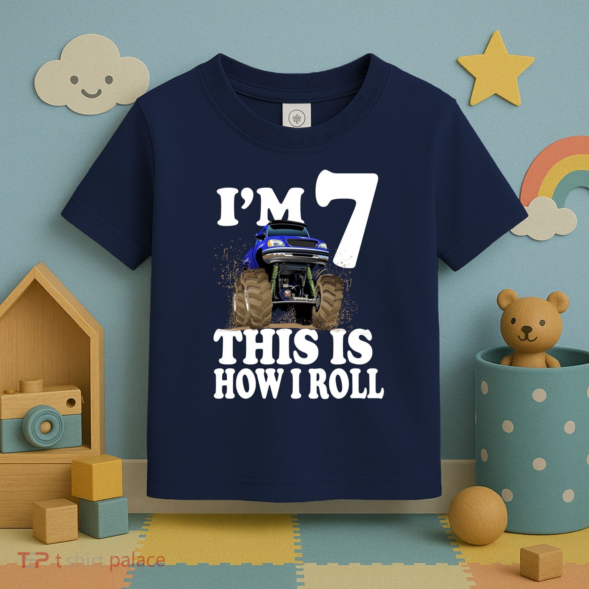 I'm 7 This Is How I Roll Monster Truck Toddler T-Shirt