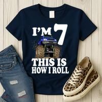 I'm 7 This Is How I Roll Monster Truck Women's T-Shirt thumb 3