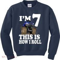 I'm 7 This Is How I Roll Monster Truck Kids Sweatshirt thumb 0