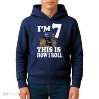 I'm 7 This Is How I Roll Monster Truck Kids Hoodie thumb 4