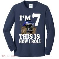 I'm 7 This Is How I Roll Monster Truck Kids Long Sleeve Shirt thumb 0
