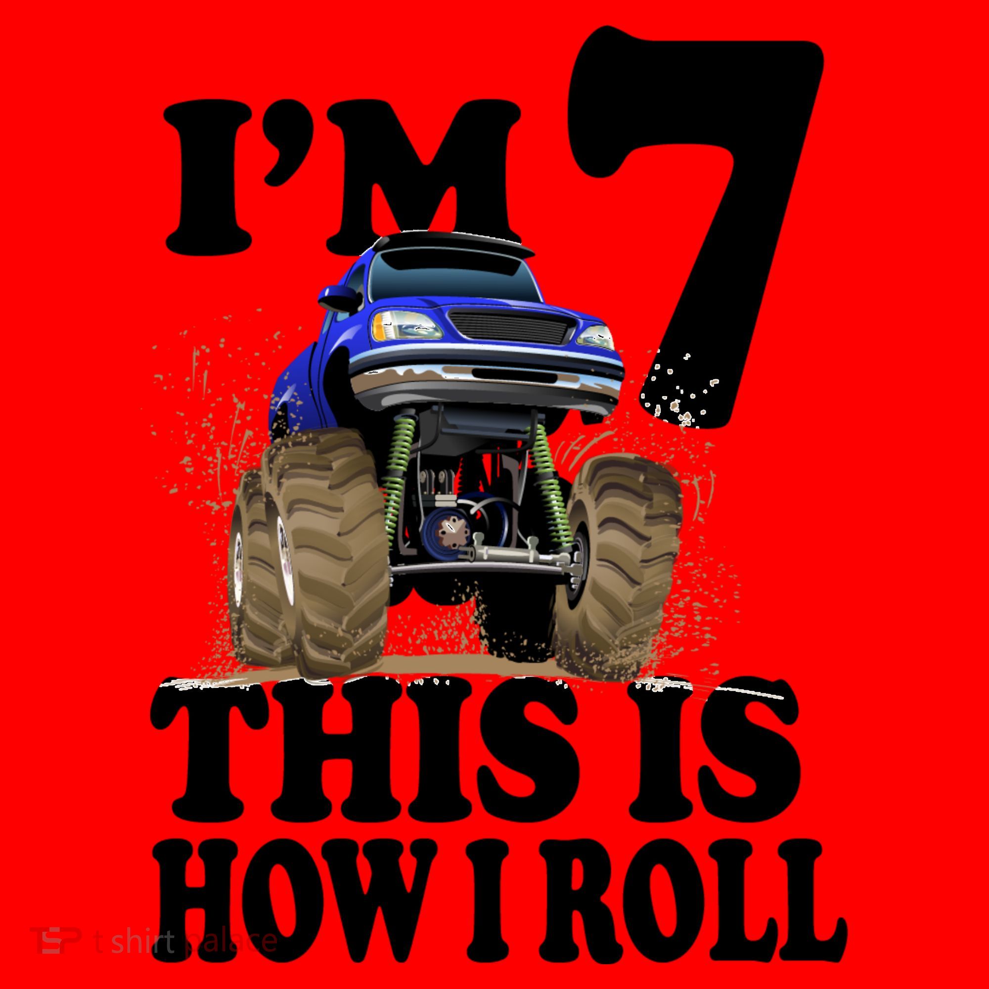 I'm 7 This Is How I Roll Monster Truck Santa Hat