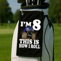 I'm 8 This Is How I Roll Monster Truck Golf Towel thumb 2
