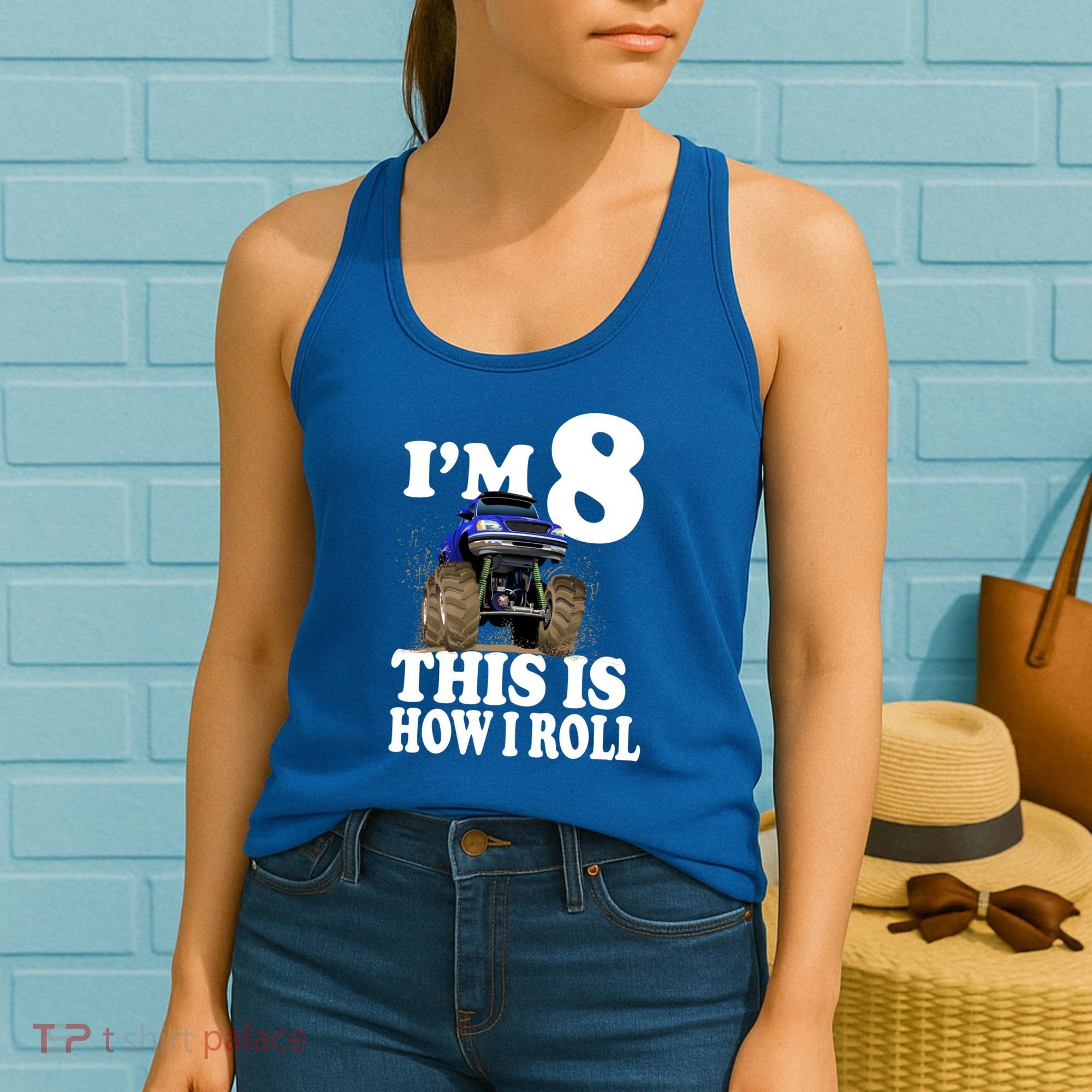 I'm 8 This Is How I Roll Monster Truck Women's Tank Top