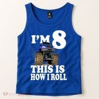 I'm 8 This Is How I Roll Monster Truck Tank Top thumb 2