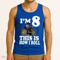 I'm 8 This Is How I Roll Monster Truck Tank Top thumb 3