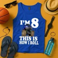 I'm 8 This Is How I Roll Monster Truck Tank Top thumb 4