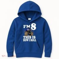 I'm 8 This Is How I Roll Monster Truck Kids Hoodie thumb 0