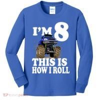 I'm 8 This Is How I Roll Monster Truck Kids Long Sleeve Shirt thumb 0