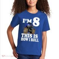 I'm 8 This Is How I Roll Monster Truck Kids T-Shirt thumb 2