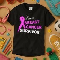 I'm A Breast Cancer Survivor Kids T-Shirt thumb 3