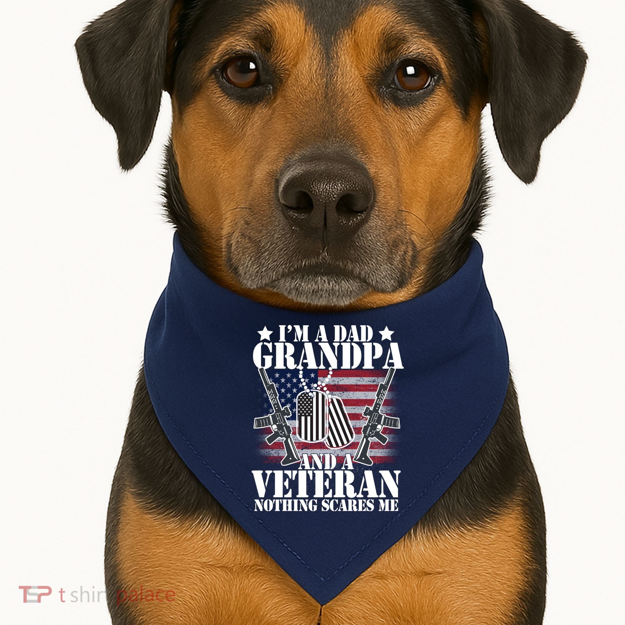 I'm A Dad Grandpa Veteran Nothing Scares me USA-Made Doggie Bandana