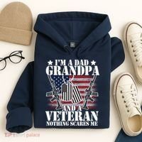 I'm A Dad Grandpa Veteran Nothing Scares me Hoodie thumb 4
