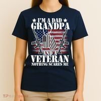 I'm A Dad Grandpa Veteran Nothing Scares me T-Shirt thumb 4