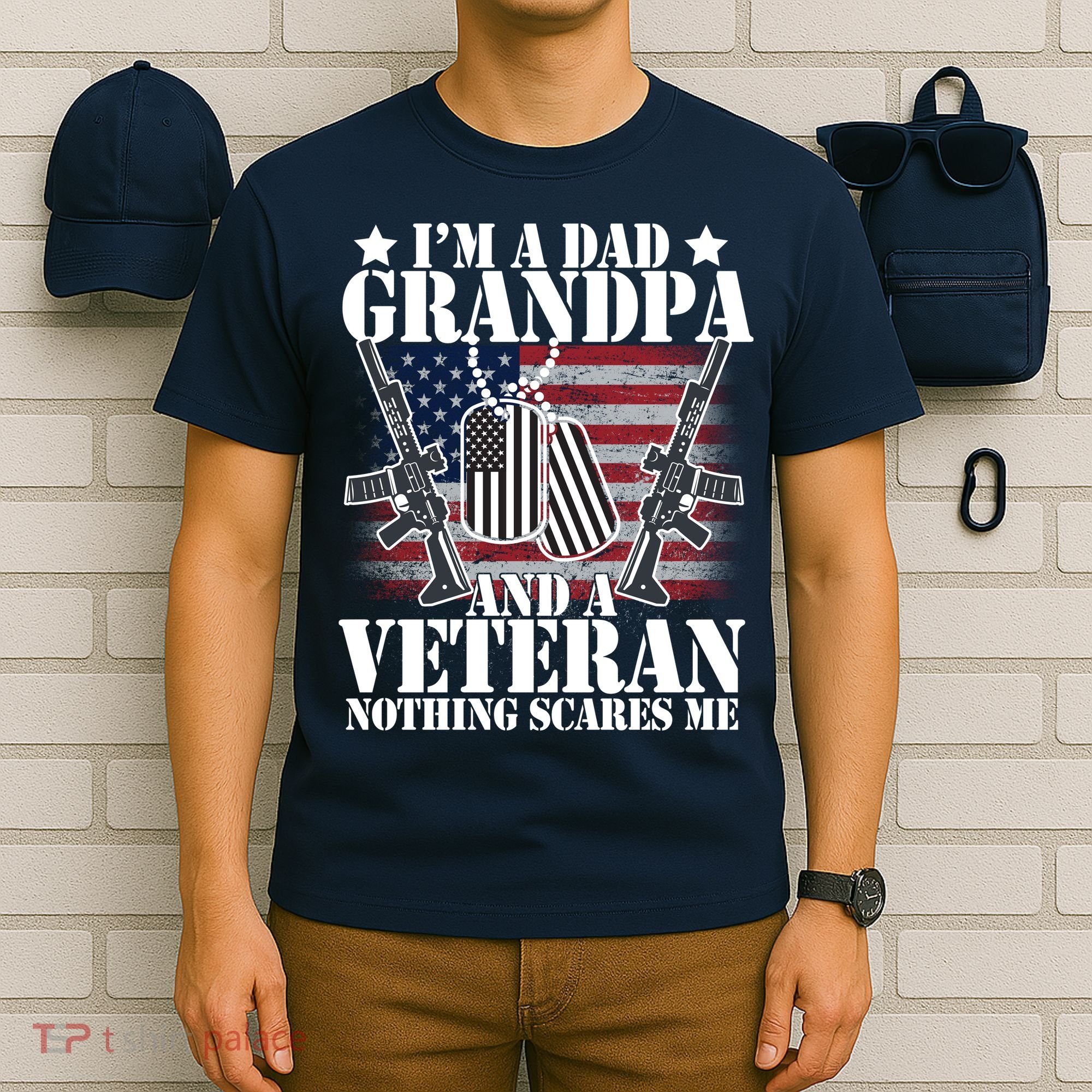 I'm A Dad Grandpa Veteran Nothing Scares me T-Shirt