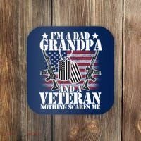 I'm A Dad Grandpa Veteran Nothing Scares me Coaster thumb 0