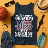 I'm A Dad Grandpa Veteran Nothing Scares me Tank Top thumb 4