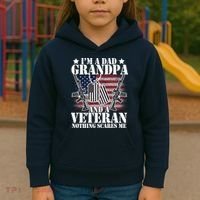 I'm A Dad Grandpa Veteran Nothing Scares me Kids Hoodie thumb 3