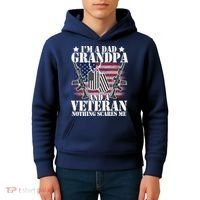 I'm A Dad Grandpa Veteran Nothing Scares me Kids Hoodie thumb 4