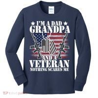 I'm A Dad Grandpa Veteran Nothing Scares me Kids Long Sleeve Shirt thumb 0