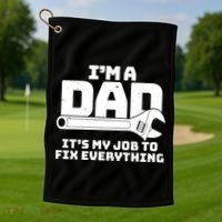 I'm A Dad It's My Job To Fix Everything Golf Towel thumb 1
