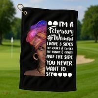 I'm A February Woman Golf Towel thumb 1