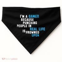 I'm A Gamer Because Punching People USA-Made Doggie Bandana thumb 0