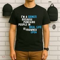 I'm A Gamer Because Punching People T-Shirt thumb 6
