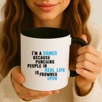 I'm A Gamer Because Punching People Coffee Mug thumb 3