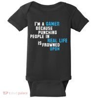 I'm A Gamer Because Punching People Baby Bodysuit thumb 0