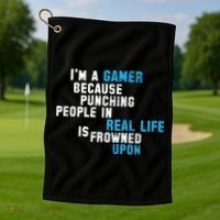 I'm A Gamer Because Punching People Golf Towel thumb 1
