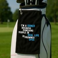 I'm A Gamer Because Punching People Golf Towel thumb 2