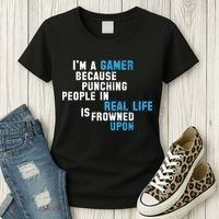 I'm A Gamer Because Punching People Women's T-Shirt thumb 3