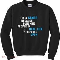 I'm A Gamer Because Punching People Kids Sweatshirt thumb 0