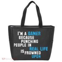 I'm A Gamer Because Punching People Tote Bag thumb 0