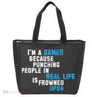I'm A Gamer Because Punching People Tote Bag thumb 0