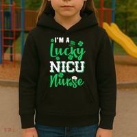 I'm A Lucky Nicu Nurse St Patrick's Day Kids Hoodie thumb 3