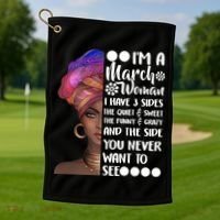 I'm A March Woman Cute Birthday Golf Towel thumb 1