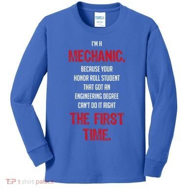 I'm A Mechanic Kids Long Sleeve Shirt