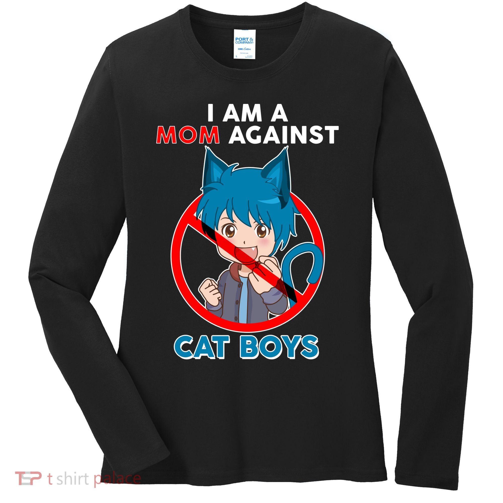 I'm A Mom Against Cat Boys Anime Cat Boys Women's Long Sleeve Shirt