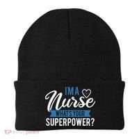 I'm A Nurse What's Your Superpower Funny Beanie thumb 0