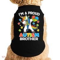 I'm A Proud Autism Brother Dabbing Unicorn Doggie Tank thumb 0