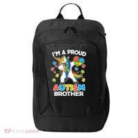 I'm A Proud Autism Brother Dabbing Unicorn City Backpack thumb 0