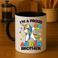 I'm A Proud Autism Brother Dabbing Unicorn Coffee Mug thumb 4