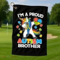 I'm A Proud Autism Brother Dabbing Unicorn Golf Towel thumb 1
