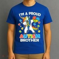 I'm A Proud Autism Brother Dabbing Unicorn T-Shirt thumb 3